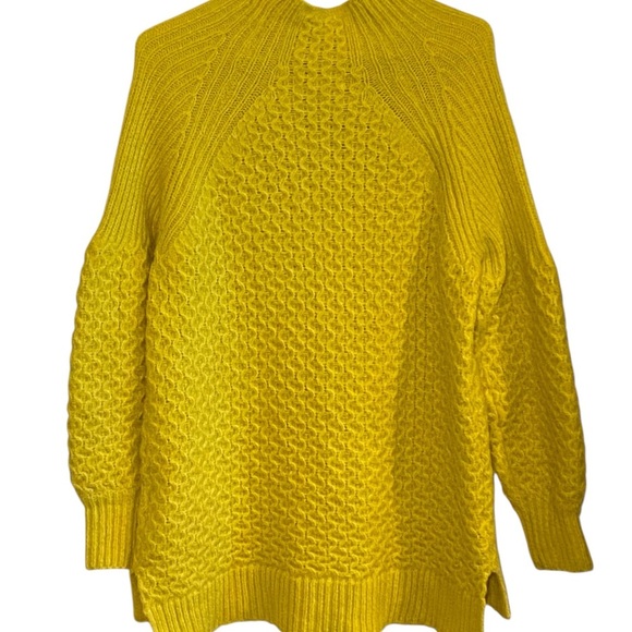 Anthropologie  yellow Lime Bia Mock Neck Tunic Sweater Alpaca blend Texture Knit - Picture 5 of 13
